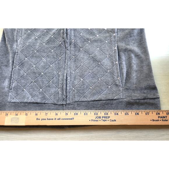 VEST-QUACKER FACTORY-Gray Velour-Sleeveless-Rhinestones-Zipper-SIZE XS - Picture 13 of 15